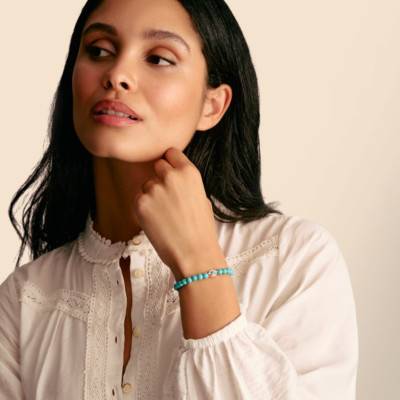 Bracelet Perles Elyndra en Argent 925 & Pierres Bleues, Longueur 17 ou 19 cm - A2210-404-17 - Thomas Sabo