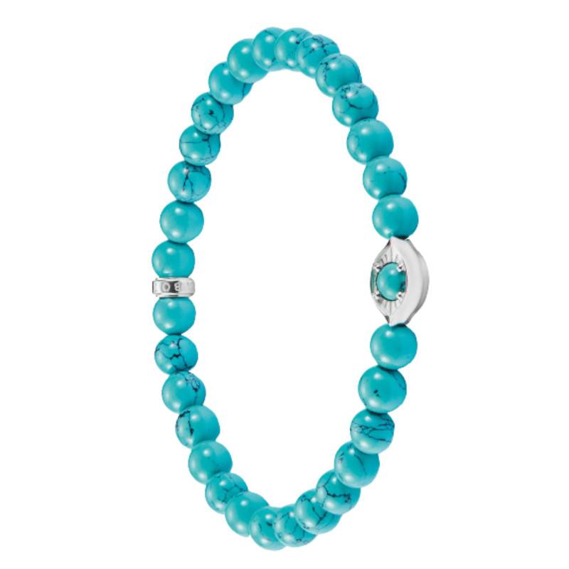 Bracelet Perles Elyndra en Argent 925 & Pierres Bleues, Longueur 17 ou 19 cm - A2210-404-17 - Thomas Sabo