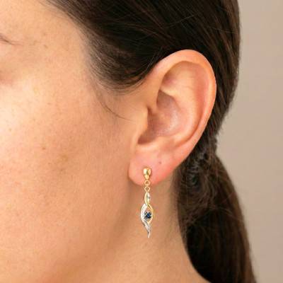 375 Yellow Gold & Sapphire Drop Earrings - Aurora