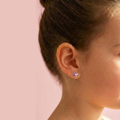 Boucles d'Oreilles Licorne Colorée en Or Jaune 375 - Bambins