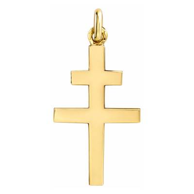 375/1000 or 750/1000 Yellow Gold Cross of Lorraine Pendant - Lucas Lucor
