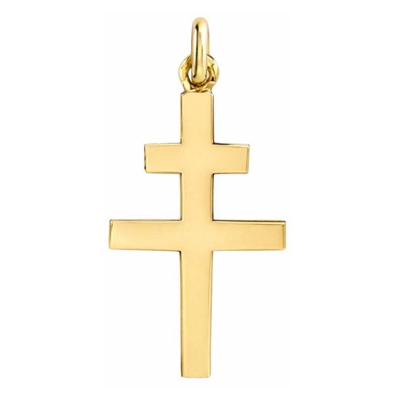 375/1000 or 750/1000 Yellow Gold Cross of Lorraine Pendant - Lucas Lucor
