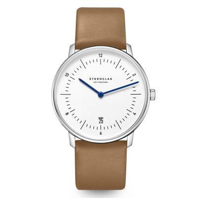 Sternglas Naos White Silver Premium Brown Watch S01-NA44-PR01 - Sternglas