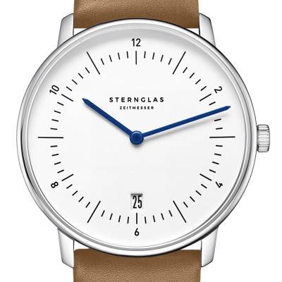 Sternglas Naos White Silver Premium Brown Watch S01-NA44-PR01 - Sternglas