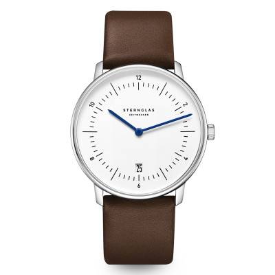 Sternglas Naos White Silver Premium Dark Brown Watch S01-NA44-PR04 - Sternglas