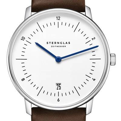 Sternglas Naos White Silver Premium Dark Brown Watch S01-NA44-PR04 - Sternglas