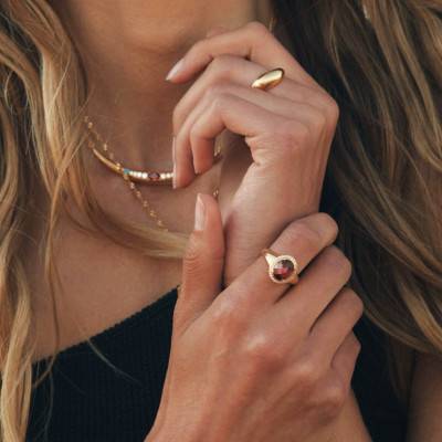 Elyndra 750/1000 Yellow Gold-Plated & Oxide Ring - TR2507-414-10 - Thomas Sabo