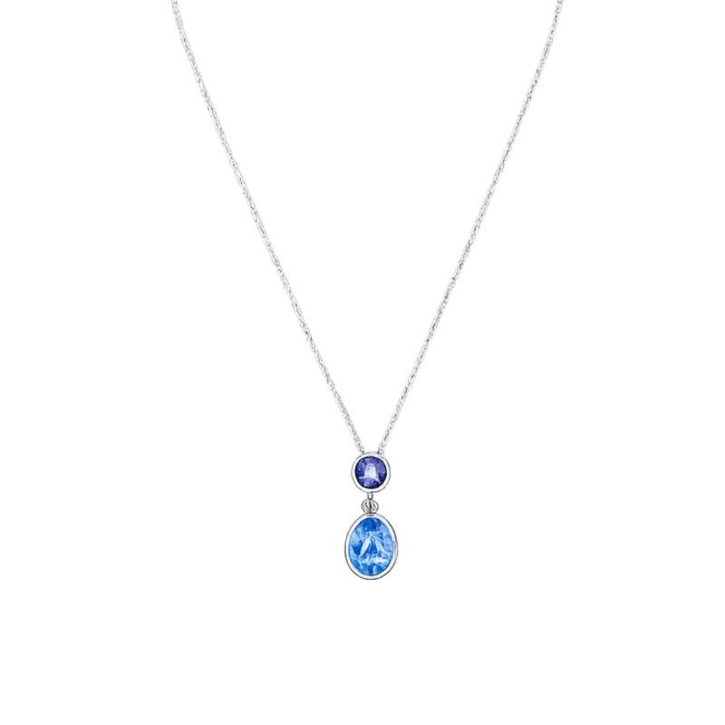 Blue Chroma Pendant Necklace, Length 38 to 45 cm - 5738473 - Swarovski