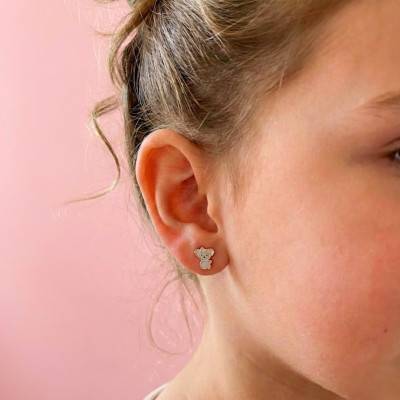 Boucles d'Oreilles Koala en Or Jaune & Email - Bambins