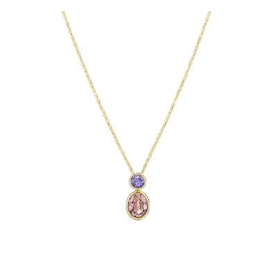 Rose Chroma Pendant Necklace, Length 38 to 45 cm - 5741586 - Swarovski