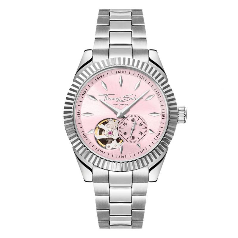 Montre automatique argentée de 36 mm avec cadran rose rebelle WA0418-201-204 - Thomas Sabo