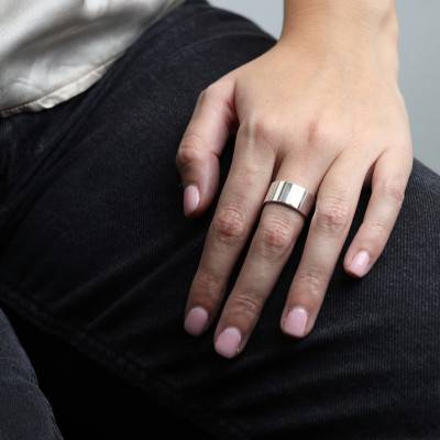 925 Silver Ribbon Standard Wedding Ring, 10 mm Wide - Artemis