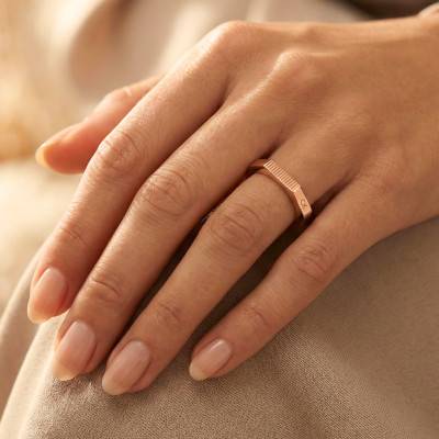 Bague Sculptural Faceted en Acier Rose, Taille 52 - 35000189B - Calvin Klein