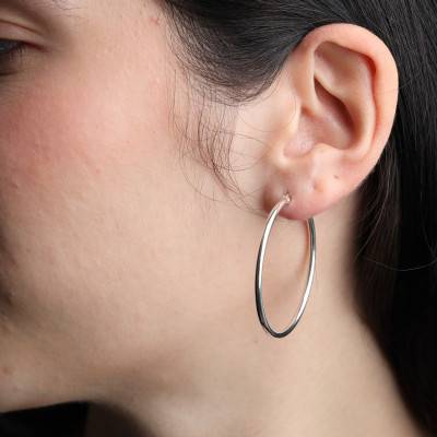 925 Silver Hoop Earrings, 40 mm Diameter - Artemis