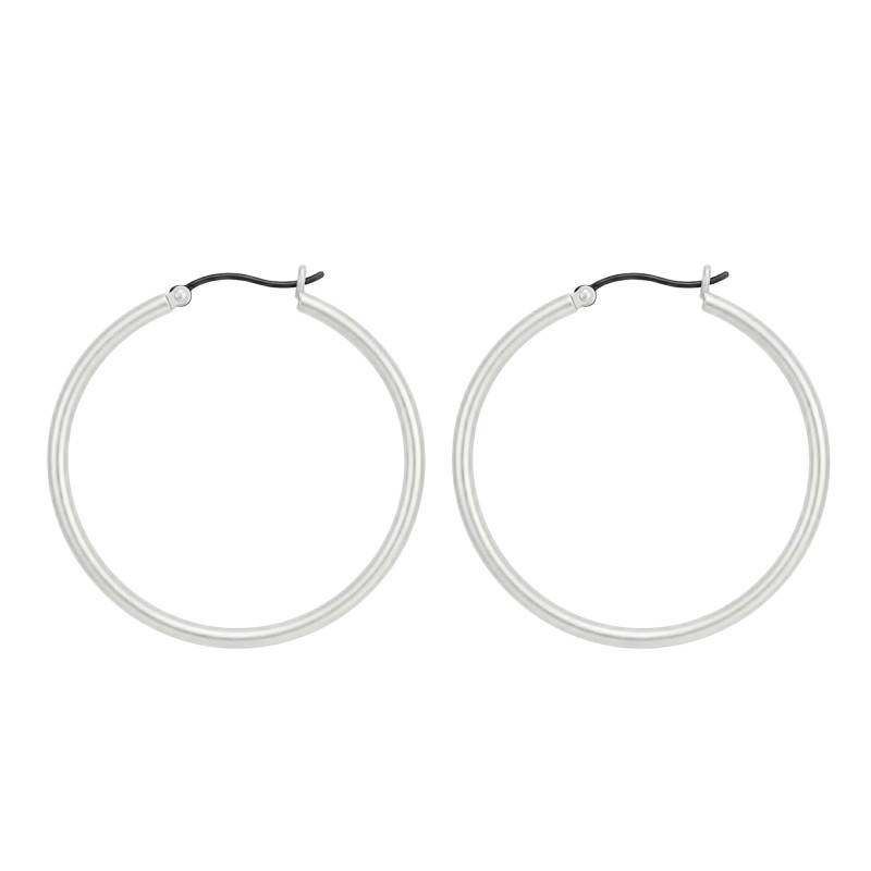 925 Silver Hoop Earrings, 40 mm Diameter - Artemis