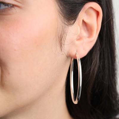 925 Silver Hoop Earrings, Diameter 50 mm - Artemis