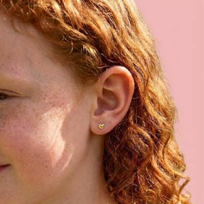 Yellow Gold Heart Stud Earrings - Bambins