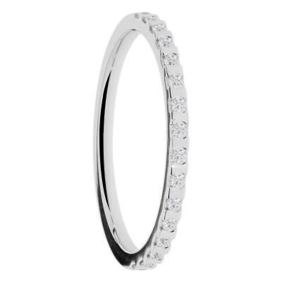 Alliance Ruban en Or Blanc 375 & Diamants de Synthèse, Largeur de 1,40 mm - Amore