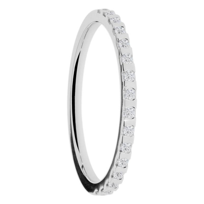 Alliance Ruban en Or Blanc 375 & Diamants de Synthèse, Largeur de 1,40 mm - Amore