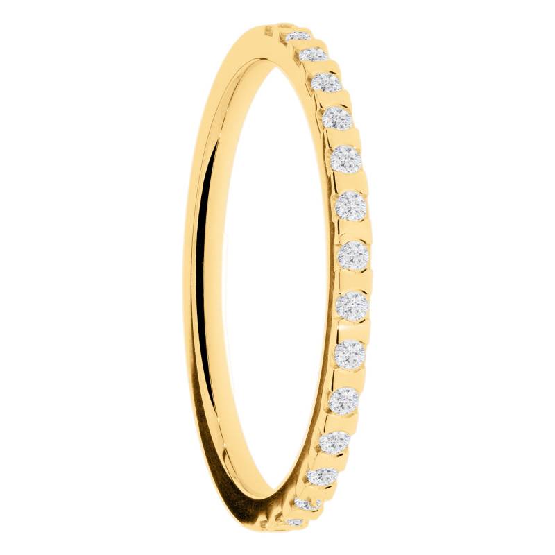 Alliance Ruban Crantée en Or Jaune 375 & Diamants de Synthèse, Largeur 1,40 mm - Amore