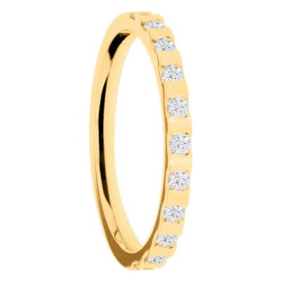 Alliance Ruban Crantée en Or Jaune 375 & Diamants de Synthèse, Largeur 1,9 mm - Amore