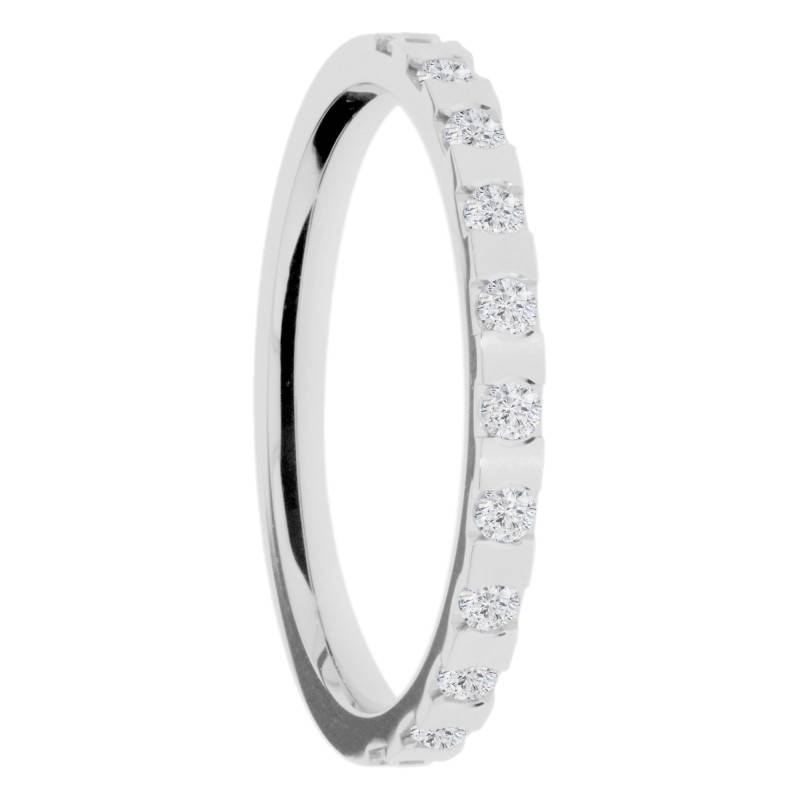 Alliance Ruban Crantée en Or Blanc 375 & Diamants de Synthèse, Largeur 1,90 mm - Amore