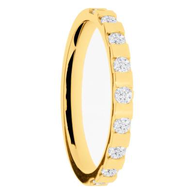 Alliance Ruban Crantée en Or Jaune 375 & Diamants de Synthèse, Largeur 2,20 mm - Amore