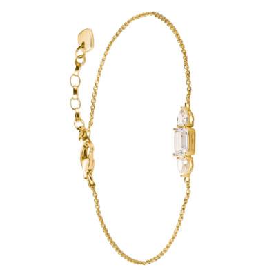 750 Yellow Gold-Plated & Cubic Zirconia Bold Bracelet, Adjustable Length 16 cm - A2221-414-14-L19V - Thomas Sabo