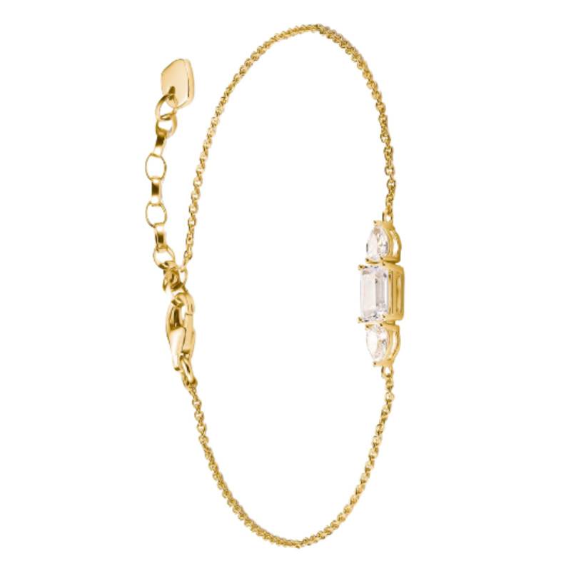 750 Yellow Gold-Plated & Cubic Zirconia Bold Bracelet, Adjustable Length 16 cm - A2221-414-14-L19V - Thomas Sabo