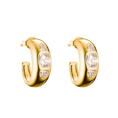 750 Yellow Gold-Plated Bold Hoop Earrings & Cubic Zirconia - CR759-414-14 - Thomas Sabo