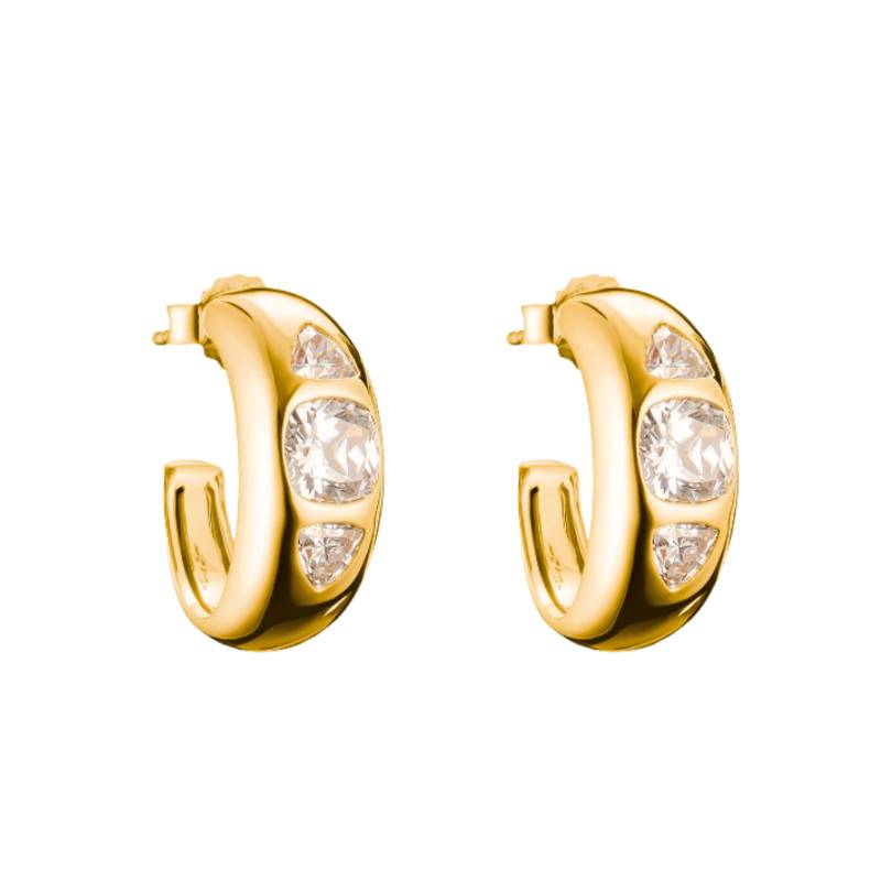 750 Yellow Gold-Plated Bold Hoop Earrings & Cubic Zirconia - CR759-414-14 - Thomas Sabo