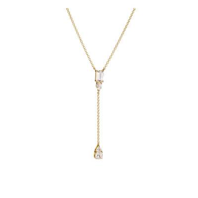 Collier Chaîne en Y Bold Plaqué Or Jaune 750 & Oxydes de Zirconium, Longueur 45 cm Ajustable - KE2364-414-14-L50V - Thomas Sabo