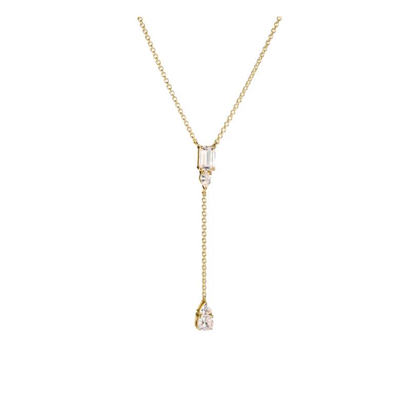 Bold Yellow 750 Gold-Plated Y-Chain Necklace & Cubic Zirconia, Adjustable Length 45 cm - KE2364-414-14-L50V - Thomas Sabo