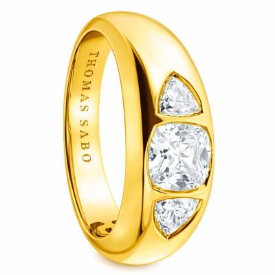 Bague Bold Plaqué Or Jaune 750 & Trois Oxydes de Zirconium - TR2525-414-14 - Thomas Sabo