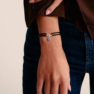 925 Sterling Silver Adjustable Black Textile Connect Bracelet - C1210-001-11-L24V - Thomas Sabo