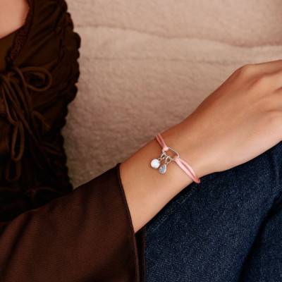Pink Textile Connect Adjustable 925 Silver Bracelet - C1210-001-9-L24V - Thomas Sabo