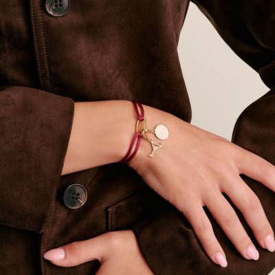 Red Textile Connect Bracelet in 925 Silver & 750 Gold-Plated - C1210-413-50-L24V - Thomas Sabo