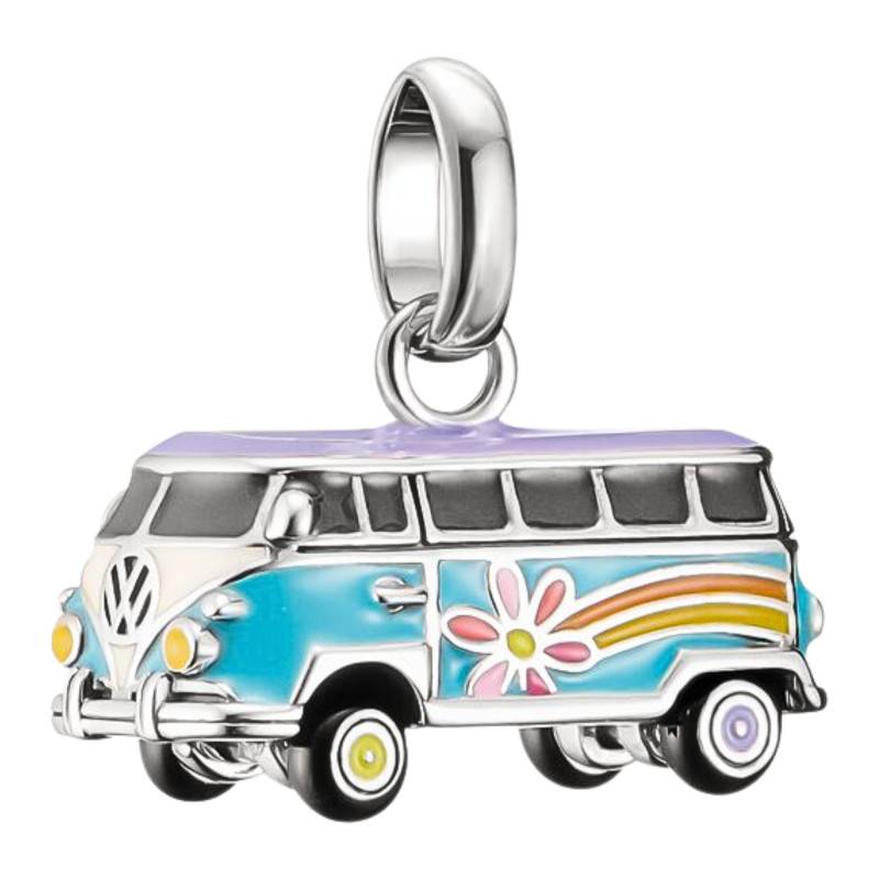 925 Silver & Multicolor Enamel Hippie Volkswagen Bus Charm Pendant - CC1324-664-7 - Thomas Sabo