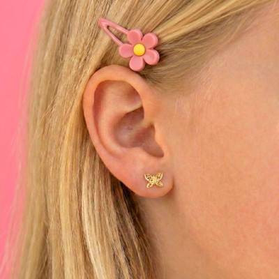 Boucles d'Oreilles Papillon Ajouré en Or Jaune - Bambins