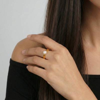 750/1000 Yellow Gold Perle d'Amour Simplicité Ring - Emanessence