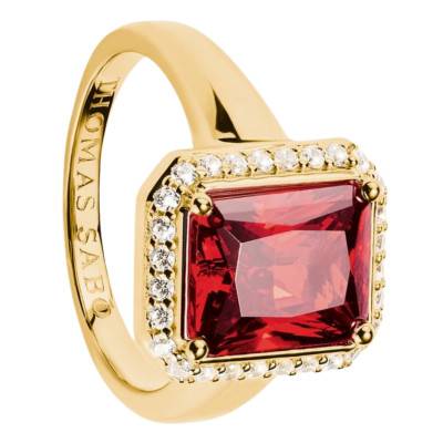 Elyndra Octagon 750 Yellow Gold Plated & Stones Ring - TR2508-414-10 - Thomas Sabo