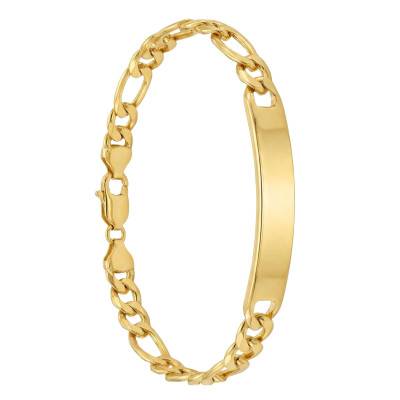 Gourmette Identité Maille Cheval Alterné en Or Jaune 750, Longueur 23 cm - Emanessence