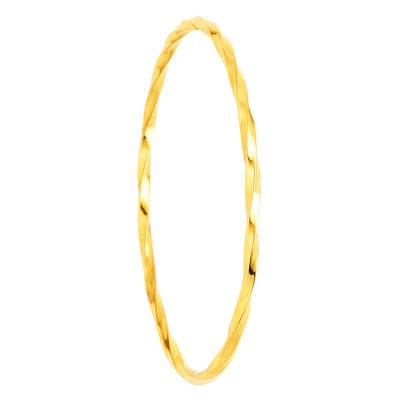 750/1000 Yellow Gold Twisted Square Wire Bracelet, 60 mm Diameter, 1.80 mm to 2.60 mm Width - Emanessence