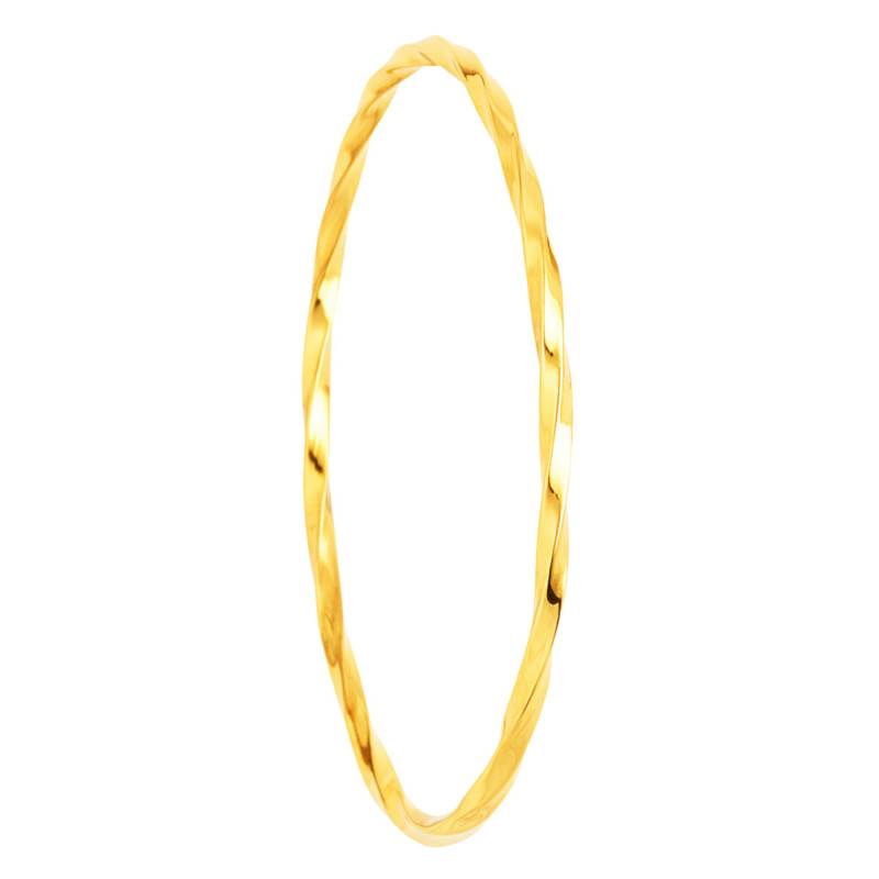 Bracelet Fil Carré Vrillé en Or Jaune 750, Diamètre 60 mm, Largeur 1,80 mm à 2,60 mm - Emanessence