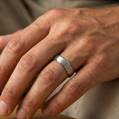 950 Palladium Beveled Ribbon Standard Wedding Ring Berlioz, Width 5 mm - Fair'Belle