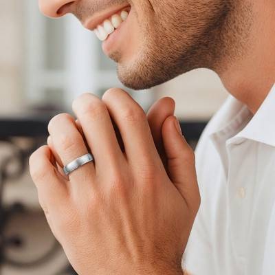 Palladium 950 Brushed Comfort-Fit Liszt Wedding Ring 4 mm - Fair'Belle