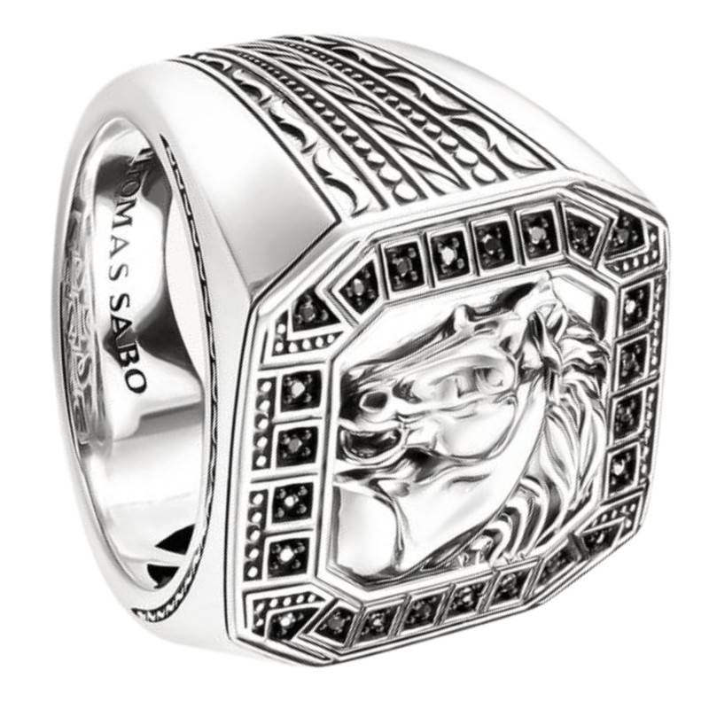 Chevalière Tête de Cheval en Argent 925 & Oxydes de Zirconium - TR2533-643-11 - Thomas Sabo