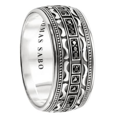 Bague Anneau Large en Argent 925 & Oxydes de Zirconium - Largeur 10 mm - TR2530-643-11 - Thomas Sabo