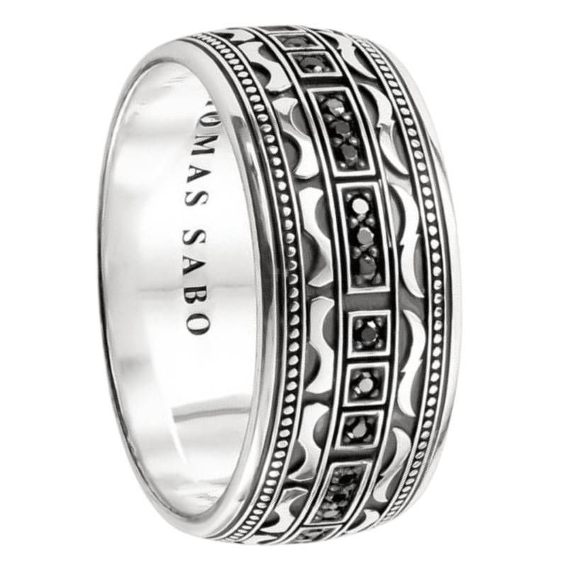 Bague Anneau Large en Argent 925 & Oxydes de Zirconium - Largeur 10 mm - TR2530-643-11 - Thomas Sabo