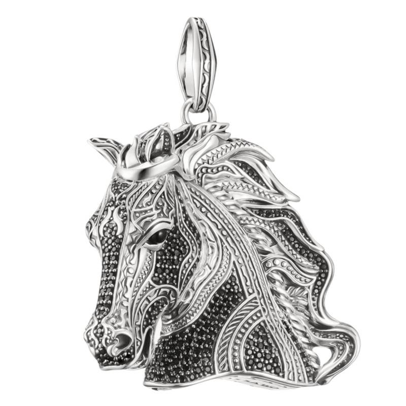 Pendentif Tête de Cheval en Argent 925, Onyx & Oxydes de Zirconium - PE997-641-11 - Thomas Sabo